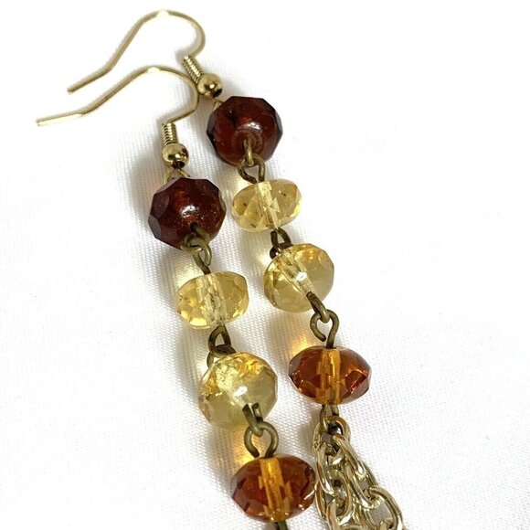 REIMAGINED Faceted Glass Bead Gold Tone Hook Earrings - Picture 2 of 5